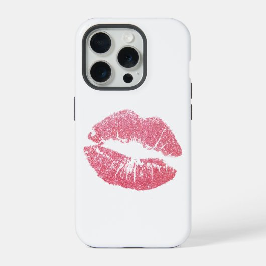 Glanzende Roze Lippen iPhone Hoesje (Achterkant)