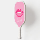 Glanzende roze lippen mond logo op maat pickleball paddle (Links)