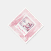 Glanzende Roze Pinkmas Kerst Scene Servetten Kinde (Hoek)