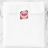 Glanzende Roze PROUD MOM Sticker Kunst (Tas)