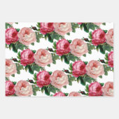Glanzende Roze Roos Bloem Inpakpapier Vel (Voorkant)