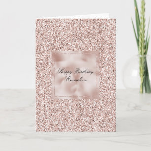 Glanzende Roze Roze Glitter Verjaardag   Kaart