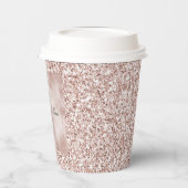 Glanzende Roze Roze Glitters  Papieren Bekers (Links)