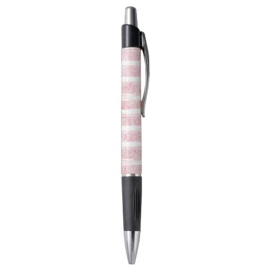 Glanzende Roze Strepen Pen (Achterkant (Verticaal))