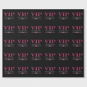 Glanzende Roze VIP op Zwart Cadeaupapier (Vlak)