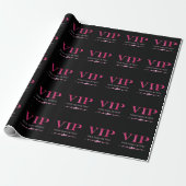 Glanzende Roze VIP op Zwart Cadeaupapier (Uitgerold)