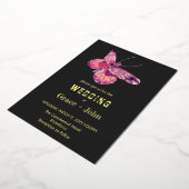 Glanzende Roze Vlinder Folie Uitnodiging (Gedraaid)