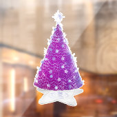 Glanzende Roze Zilveren Kerstboom Ster Vorm Vloerk Raamsticker (Vel 2)