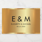 Glanzende Save the Date Gouden Tekst Monogram Sparkling Wijnetiket (Enkel label)