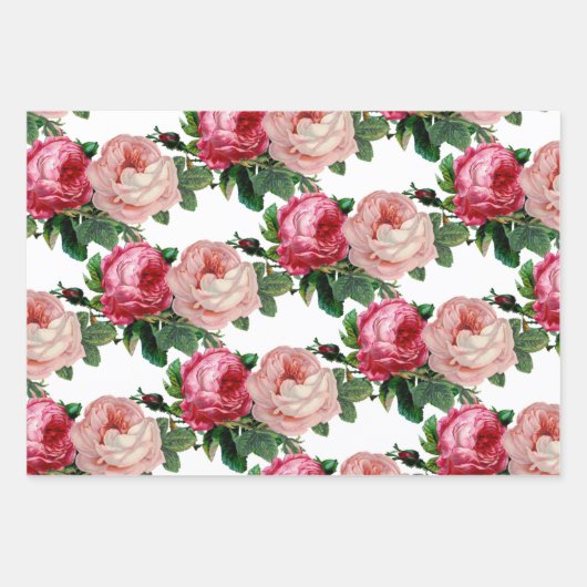 Glanzende schaduw van roze roze roze bloem inpakpapier vel (Voorkant)