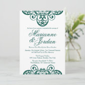 Glanzende smaragdgroene  huwelijksuitnodigingen kaart (Staand voorkant)