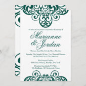 Glanzende smaragdgroene  huwelijksuitnodigingen kaart (Voorkant / Achterkant)