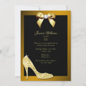 Glanzende Sparkly Stiletto, Gouden Verjaardagsfees Kaart (Voorkant)