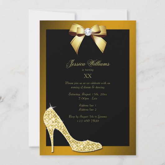 Glanzende Sparkly Stiletto, Gouden Verjaardagsfees Kaart (Voorkant)