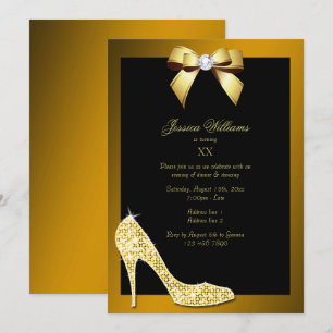 Glanzende Sparkly Stiletto, Gouden Verjaardagsfees Kaart