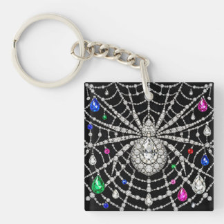 Glanzende spin met diamantontwerp sleutelhanger