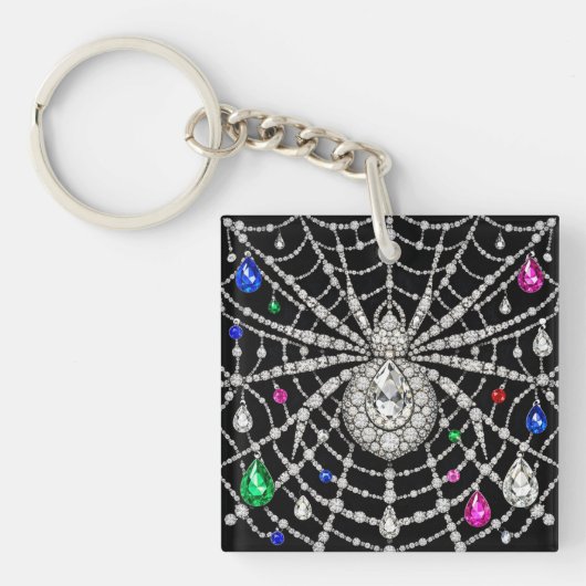 Glanzende spin met diamantontwerp  sleutelhanger (voorkant)