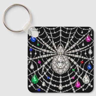 Glanzende spin met diamantontwerp sleutelhanger