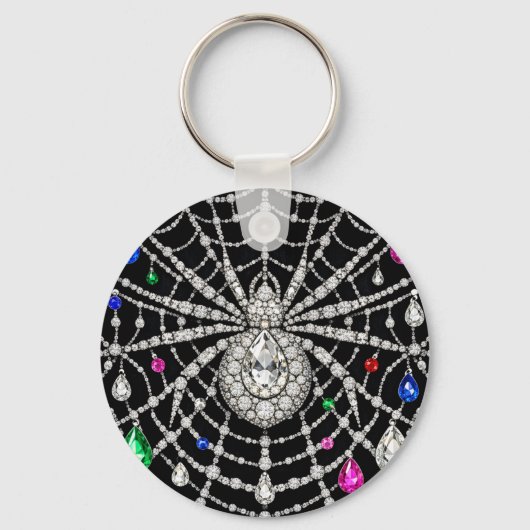 Glanzende spin met diamantontwerp sleutelhanger (Voorkant)