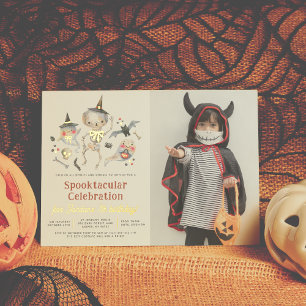 Glanzende Spooktacular Halloween Foto Verjaardagsf Folie Uitnodiging