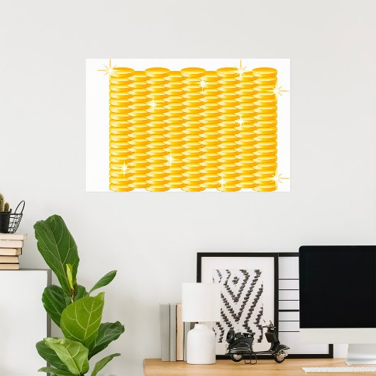 Glanzende stapels gouden munten poster