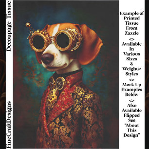 Glanzende Steampunk Beagle Hond EZ5L Decoupage Tissuepapier