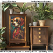 Glanzende Steampunk Beagle Hond EZ5L Decoupage Tissuepapier