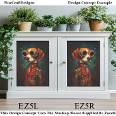 Glanzende Steampunk Beagle Hond EZ5L Decoupage Tissuepapier
