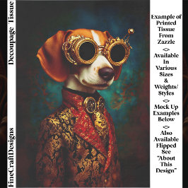 Glanzende Steampunk Beagle Hond EZ5R Decoupage Tissuepapier