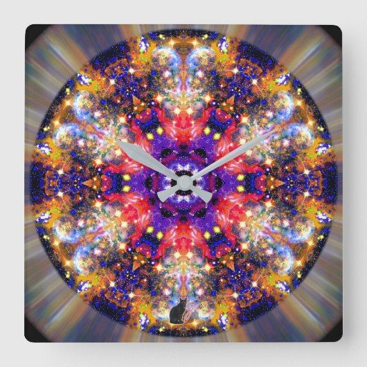 Glanzende Stellaire Kaleidoscoop Vierkante Klok (Voorkant)