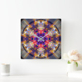 Glanzende Stellaire Kaleidoscoop Vierkante Klok (Huis)