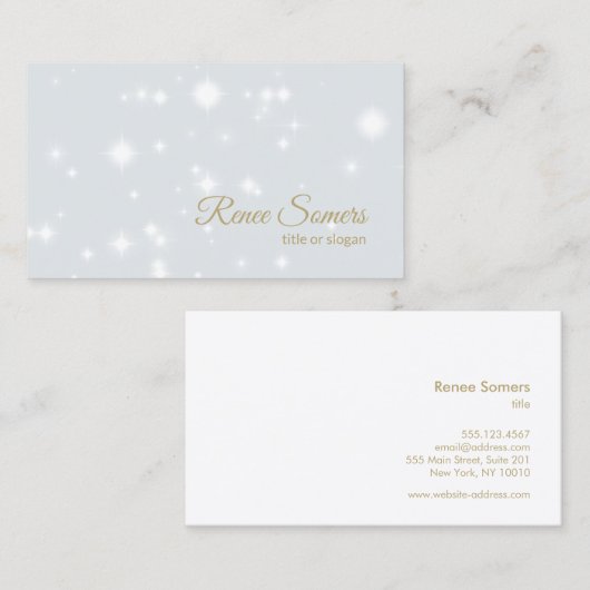 Glanzende sterren Licht Blauw Visitekaartje (Voorkant / Achterkant)