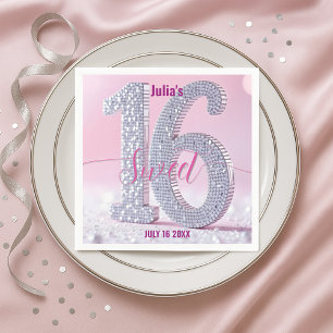 Glanzende stijlvolle chic diamanten Sweet Sixteen Servet
