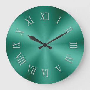 Glanzende Teal Groene Metalen Klok met Romeinse Ci