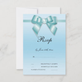 Glanzende Teal Lint en Strik RSVP Kaartje
