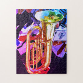 Glanzende Tenor Tuba Muziekinstrumenten Koperen Ba Legpuzzel