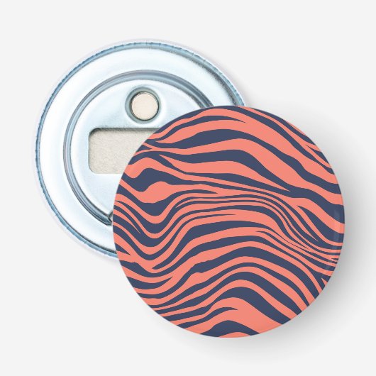 Glanzende Tijgerstrepen Dierprint Button Flesopener (Voorkant)
