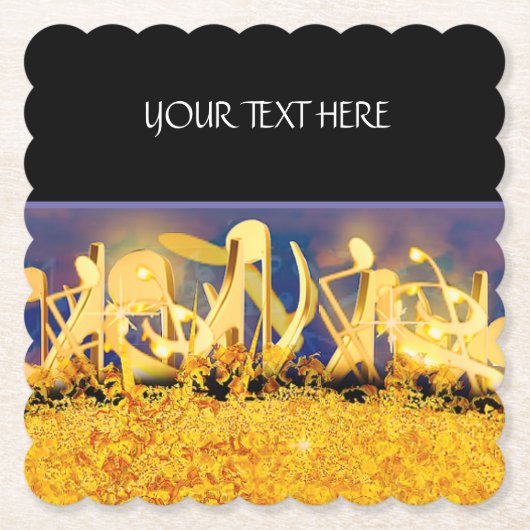 Glanzende tonen van goud kartonnen onderzetters (Voorkant)