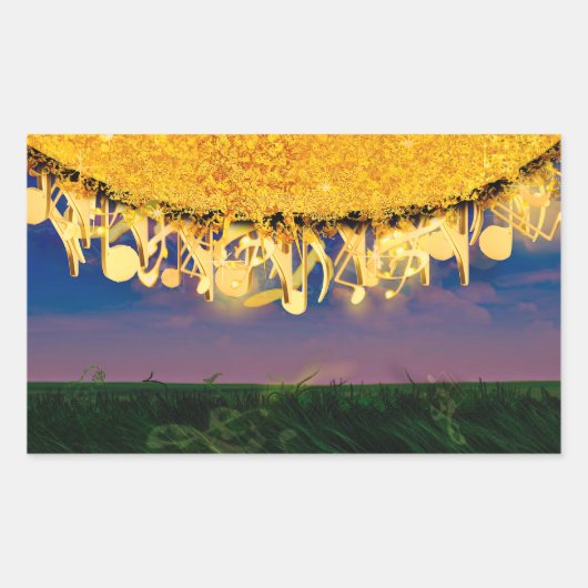 Glanzende tonen van goud rechthoekige sticker (Voorkant)