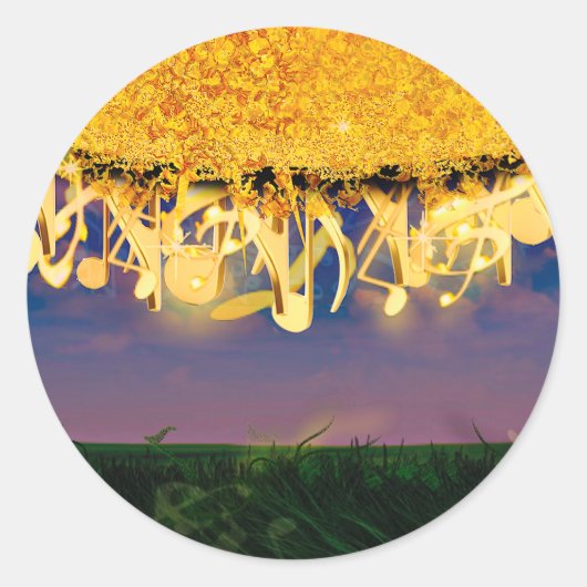 Glanzende tonen van goud ronde sticker (Voorkant)