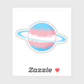 Glanzende Transgender Planeet met Ringen Sticker (Vel)