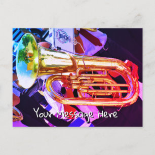 Glanzende Tuba Schuine Perspectief Koperen Band Briefkaart
