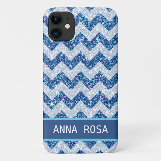 *~* Glanzende Turquoise Blau Glitter Chevron Glitt Case-Mate iPhone Case (Achterkant)