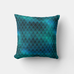 Glanzende Turquoise & Glitterende Draak Schubben Kussen