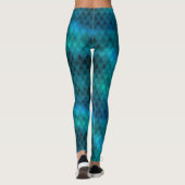 Glanzende Turquoise & Glitterende Dragonschubben Leggings (Achterkant)