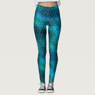 Glanzende Turquoise & Glitterende Dragonschubben Leggings