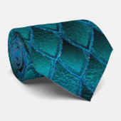 Glanzende Turquoise & Glitterende Dragonschubben Stropdas (Opgerold)