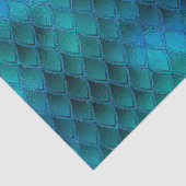 Glanzende Turquoise & Glitterende Dragonschubben Tissuepapier (Detail)