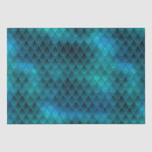Glanzende Turquoise & Glitterende Dragonschubben Tissuepapier (Voorkant)