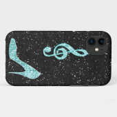 Glanzende Turquoise Muzieknote & Stiletto Hak Case-Mate iPhone Case (Achterkant (horizontaal))